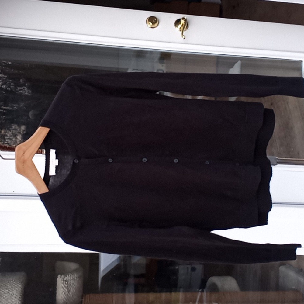 Ann Taylor Loft Black Fine Gauge Cotton Cardigan Size Small
